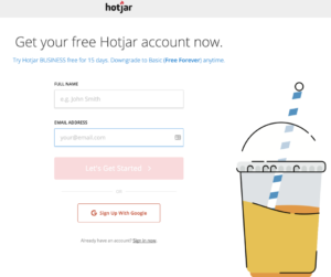 Hotjar account setup screen with installation options and site ID