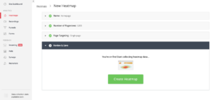 Hotjar heatmap and recordings setup screen