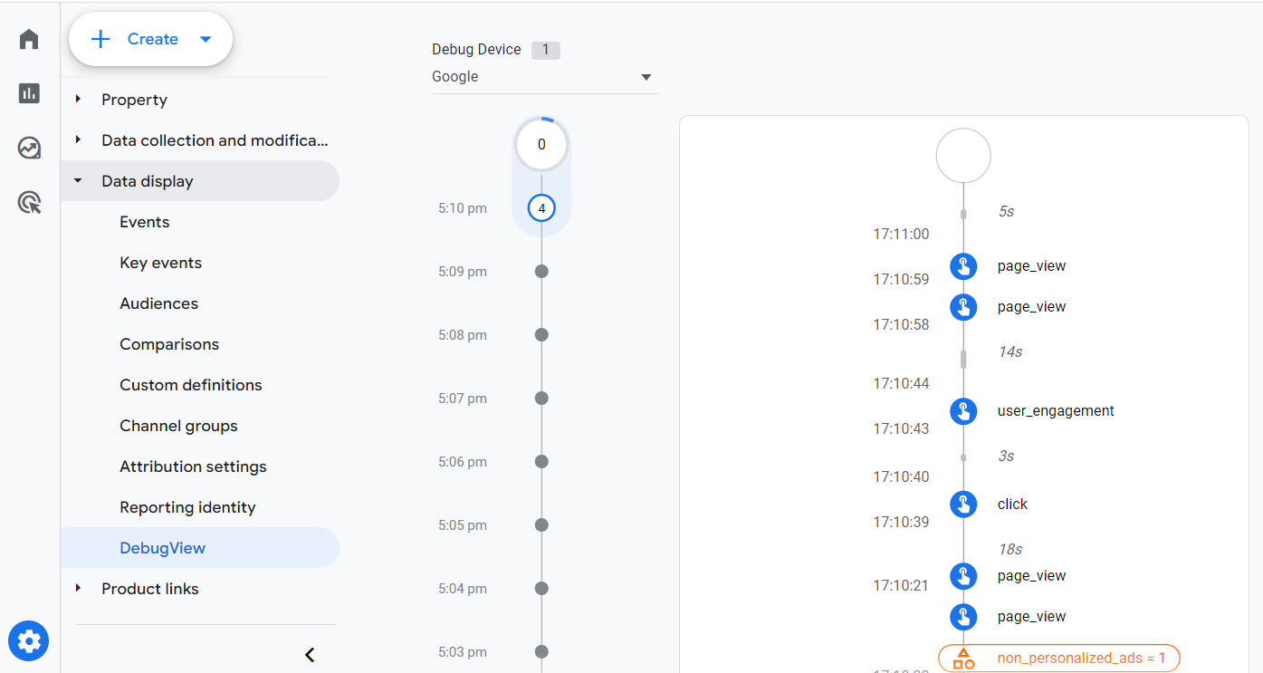 GA4 DebugView showing duplicate page_view events on a single page load
